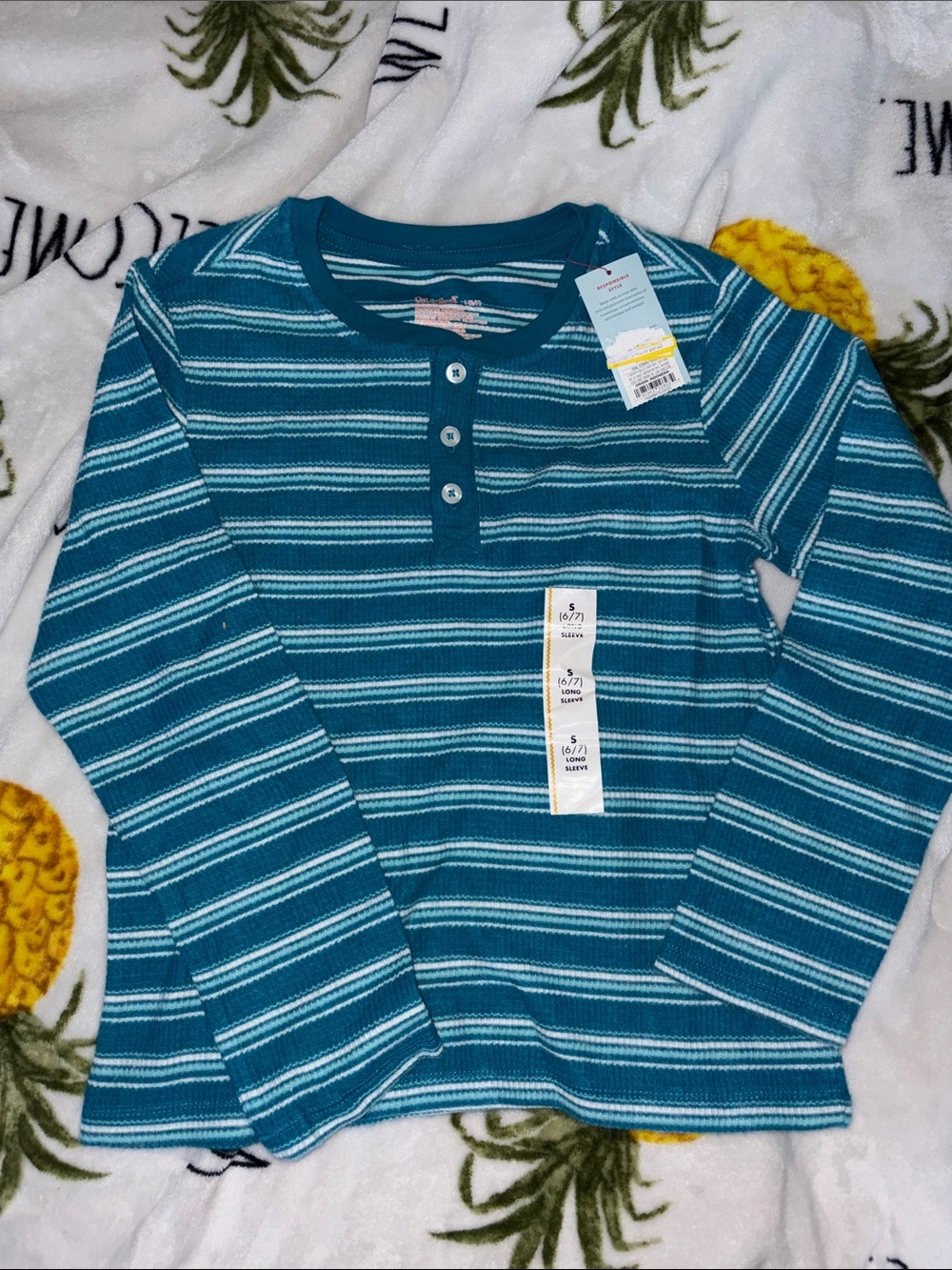 Teal and White Striped Long-Sleeve cat and jack
